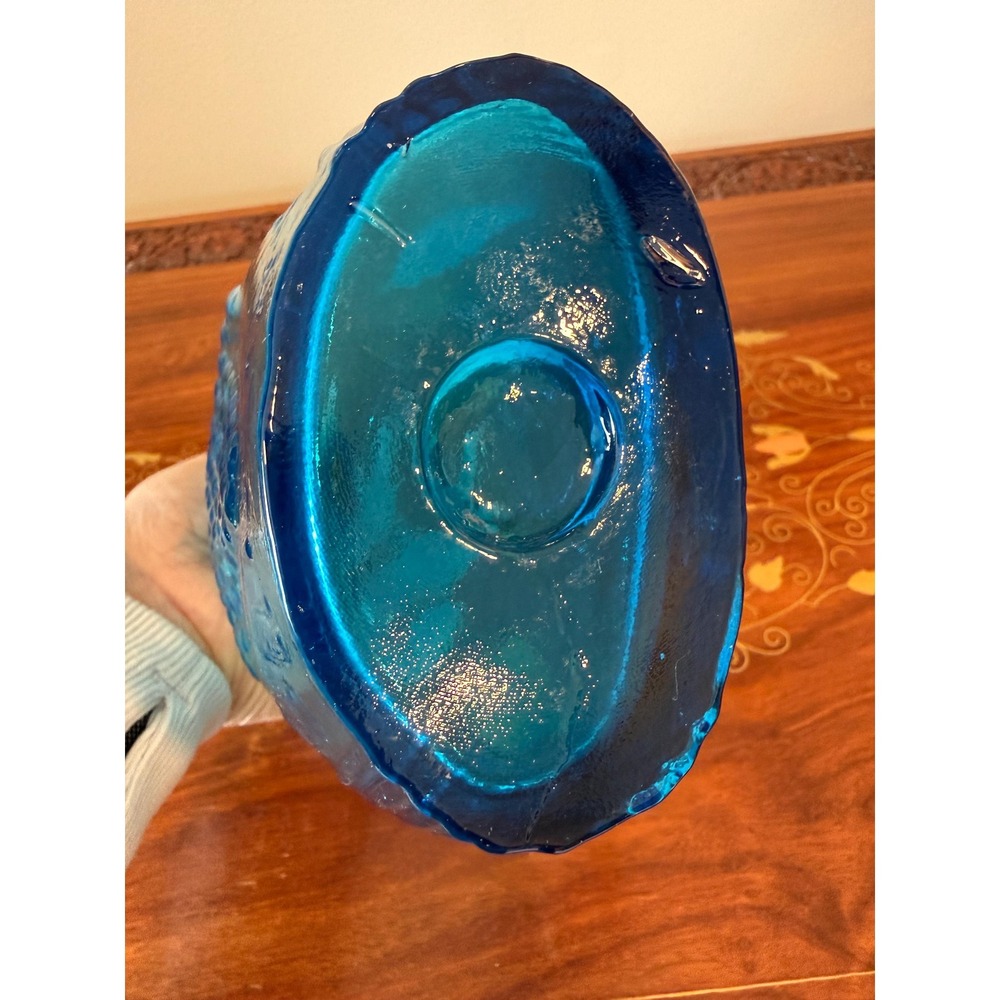 Vintage Clevenger Bros Blue Glass Bottle - Eagle and Grapes 8" - Picture 12 of 17